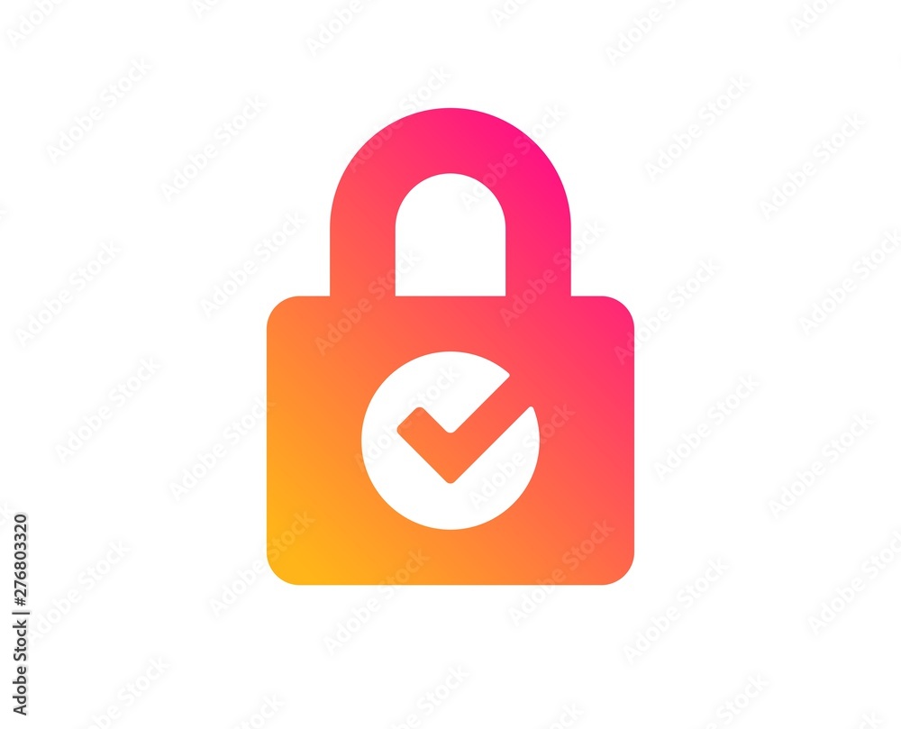 Lock with Check icon. Private locker sign. Password encryption symbol. Classic flat style. Gradient password encryption icon. Vector Lock with Check icon. Private locker sign. Password encryption symbol. Classic flat style. Gradient password encryption icon. Vector