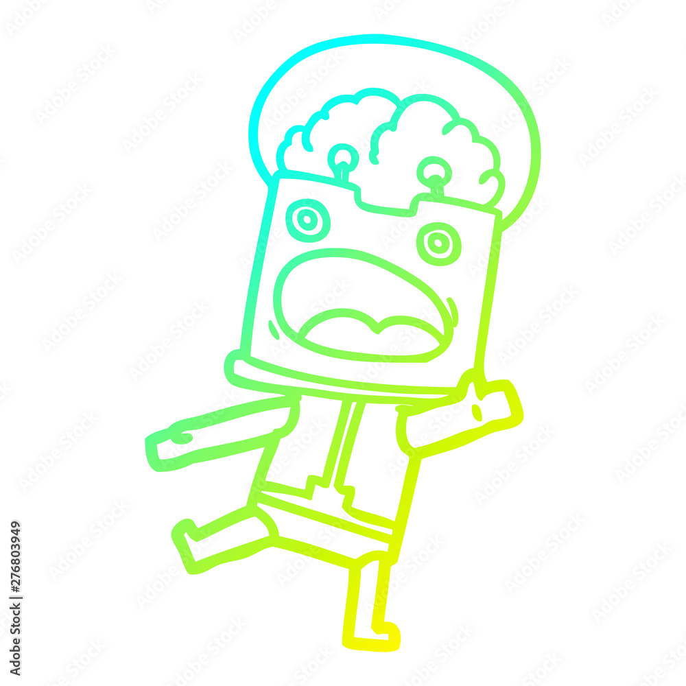 Obraz premium cold gradient line drawing cartoon robot