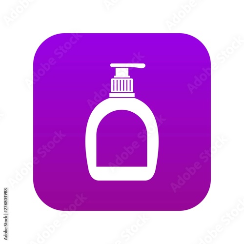 Bottle with liquid soap icon digital purple for any design isolated on white vector illustration