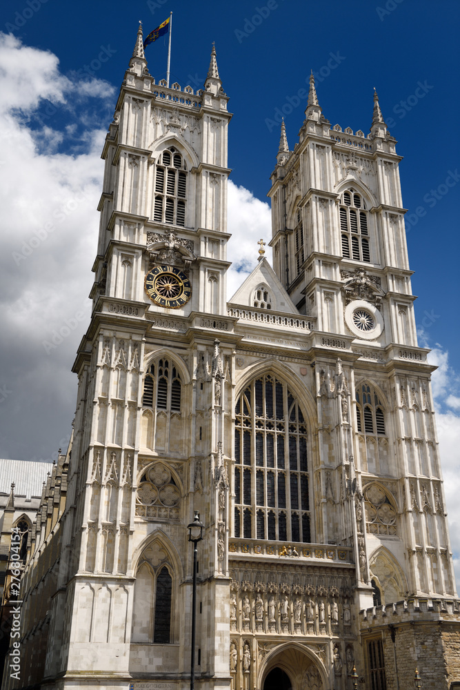 Fototapeta premium Westminster Abbey Gothic facade previously a Roman Catholic Benedictine monastic church now Church of England to the Monarch London United Kingdom