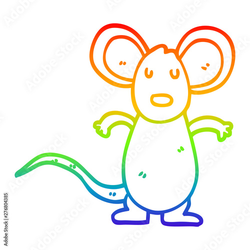 rainbow gradient line drawing cartoon mouse rat