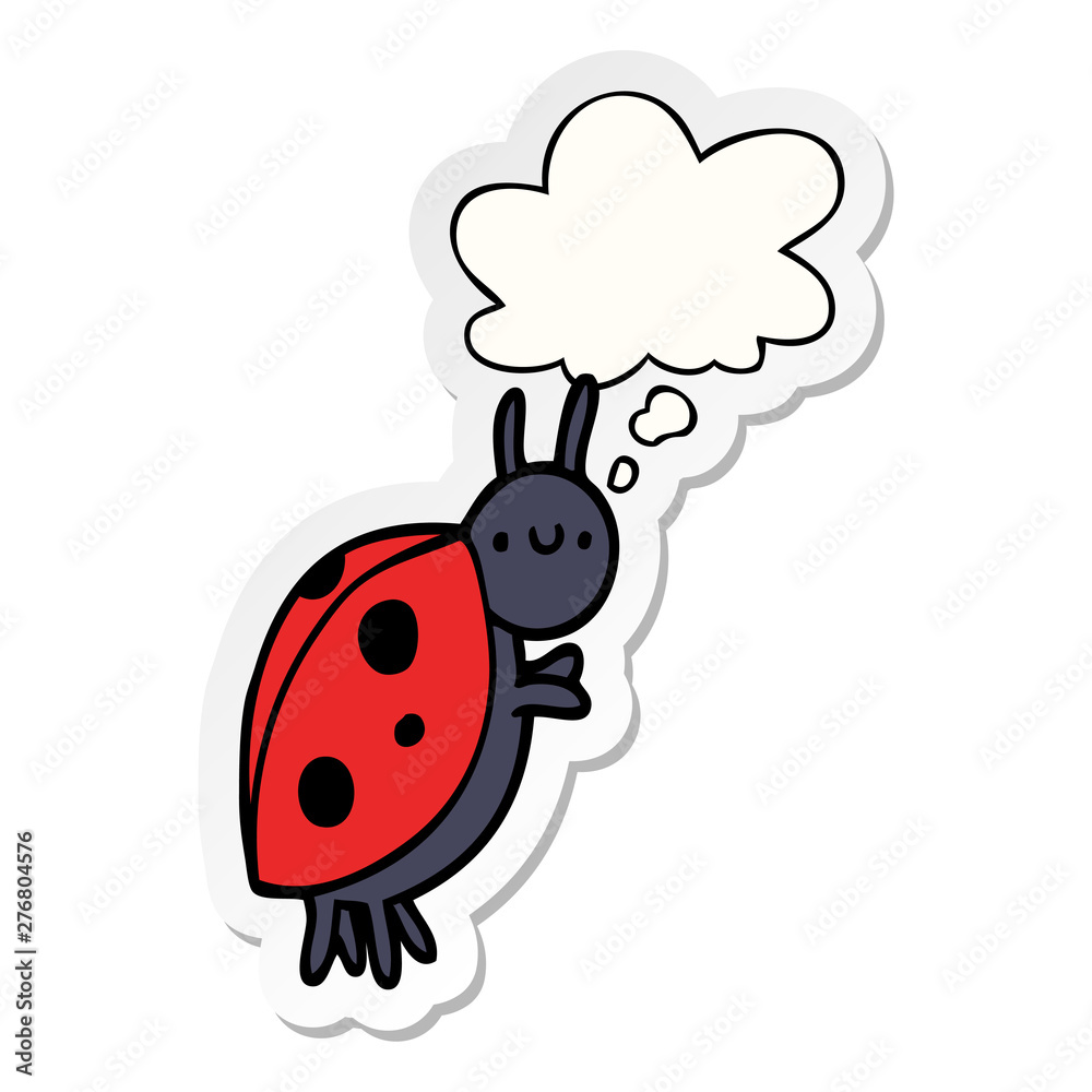 cartoon ladybug and thought bubble as a printed sticker cartoon ladybug and thought bubble as a printed sticker