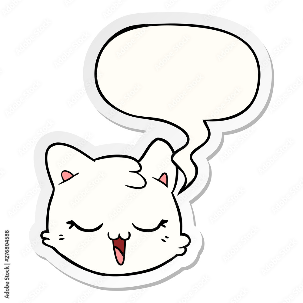 cartoon cat face and speech bubble sticker cartoon cat face and speech bubble sticker