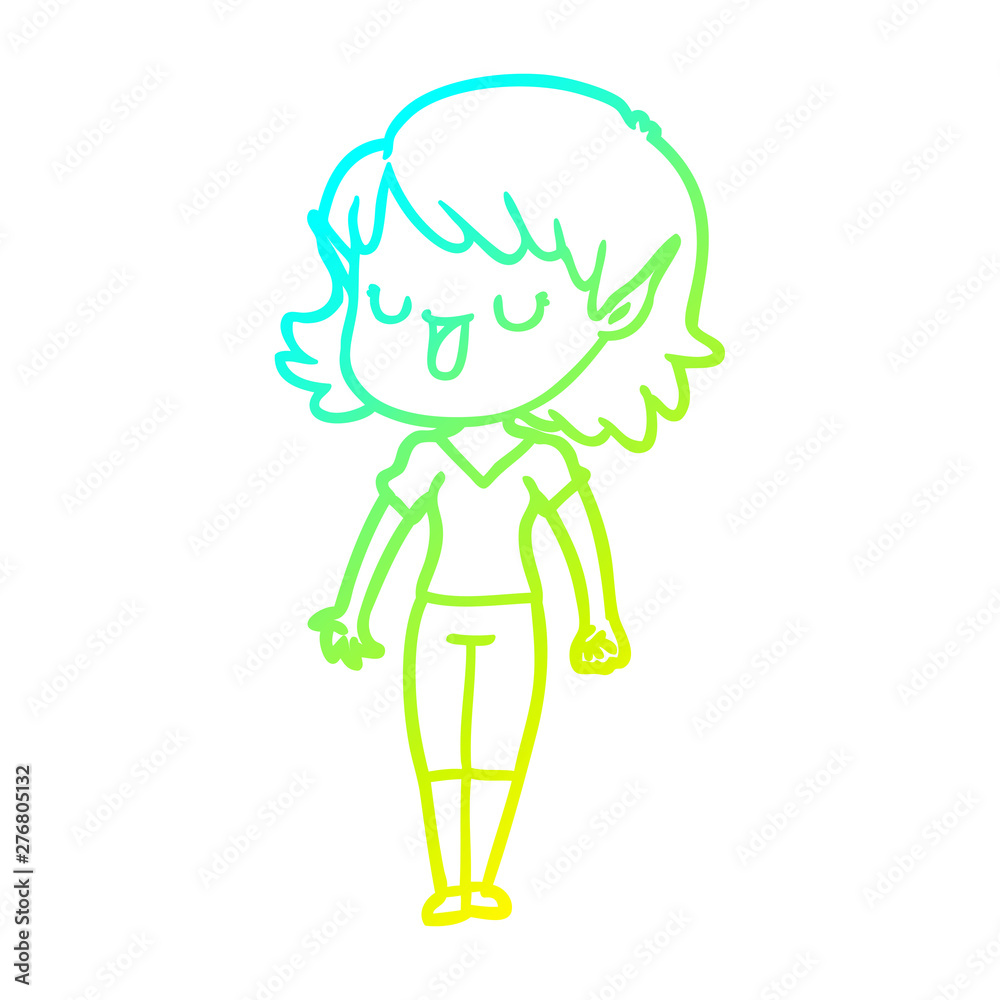 cold gradient line drawing cartoon elf girl cold gradient line drawing cartoon elf girl