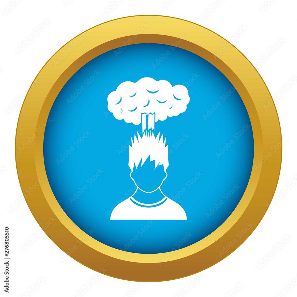 Man with red cloud over head icon blue vector isolated on white background for any design