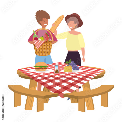 Women friends having picnic design
