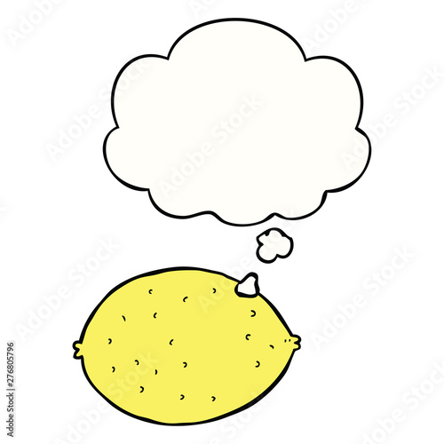 cartoon lemon and thought bubble