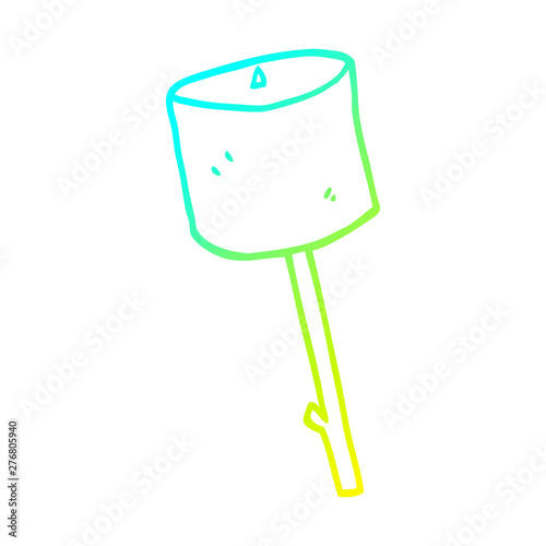 cold gradient line drawing cartoon marshmallow on stick