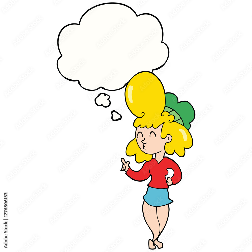 cartoon woman with big hair and thought bubble cartoon woman with big hair and thought bubble
