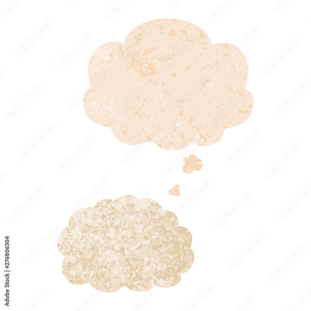 cartoon cloud and thought bubble in retro textured style cartoon cloud and thought bubble in retro textured style