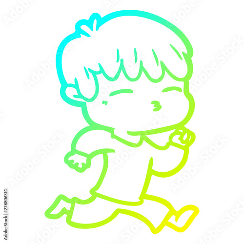 cold gradient line drawing cartoon curious boy