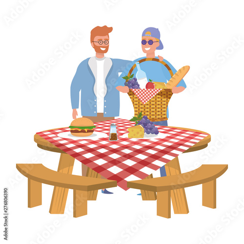 Men friends having picnic design