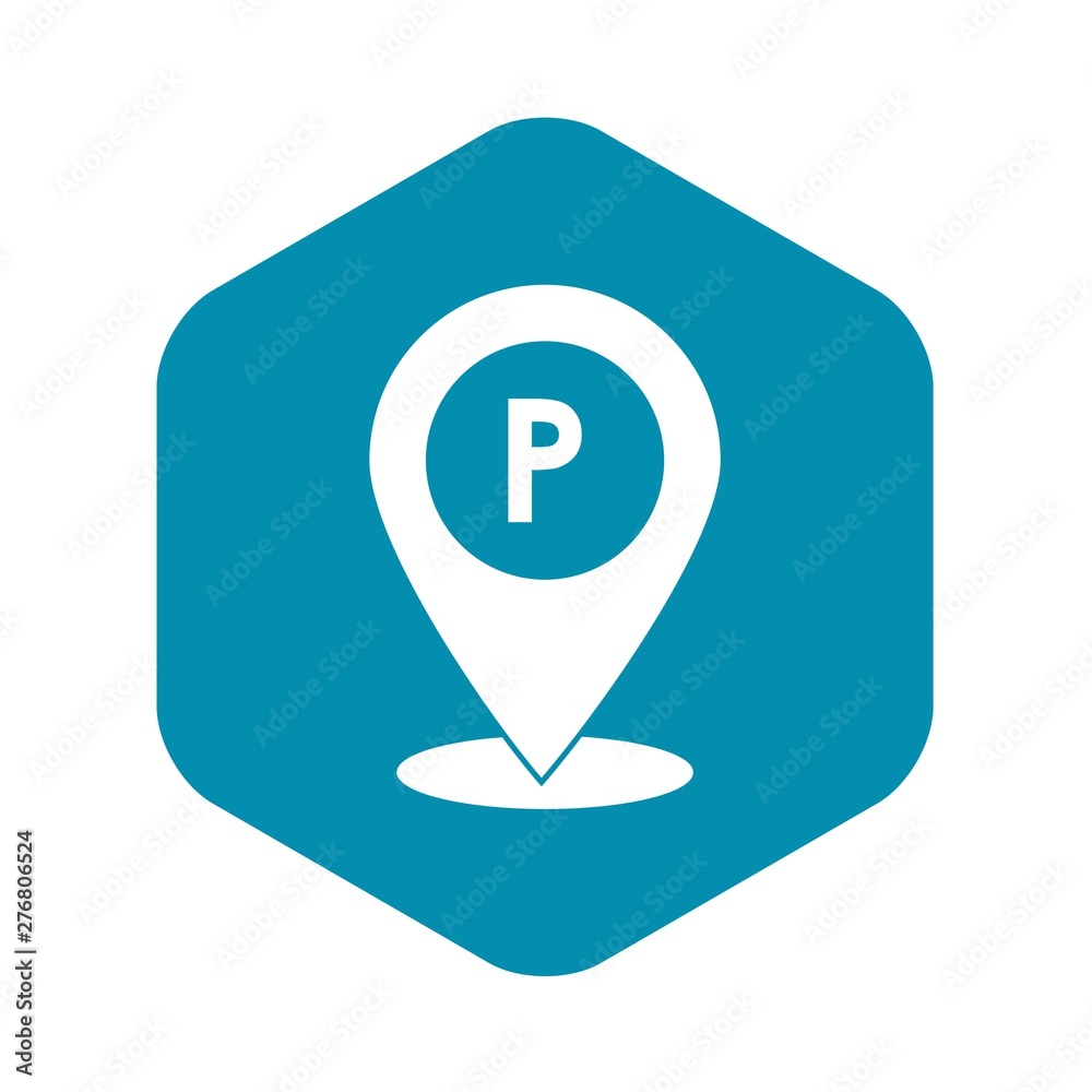 Map pointer with car parking sign icon. Simple illustration of map pointer vector icon for web Map pointer with car parking sign icon. Simple illustration of map pointer vector icon for web