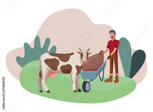 farm, animals and farmer cartoon