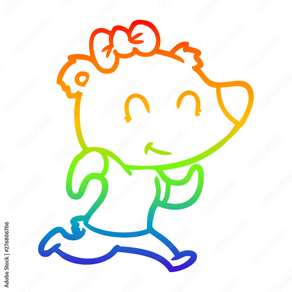 rainbow gradient line drawing female bear jogging rainbow gradient line drawing female bear jogging