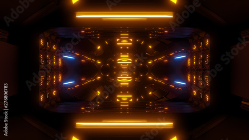 futuristic scifi background wallpaper background with yellow glow 3d render photo