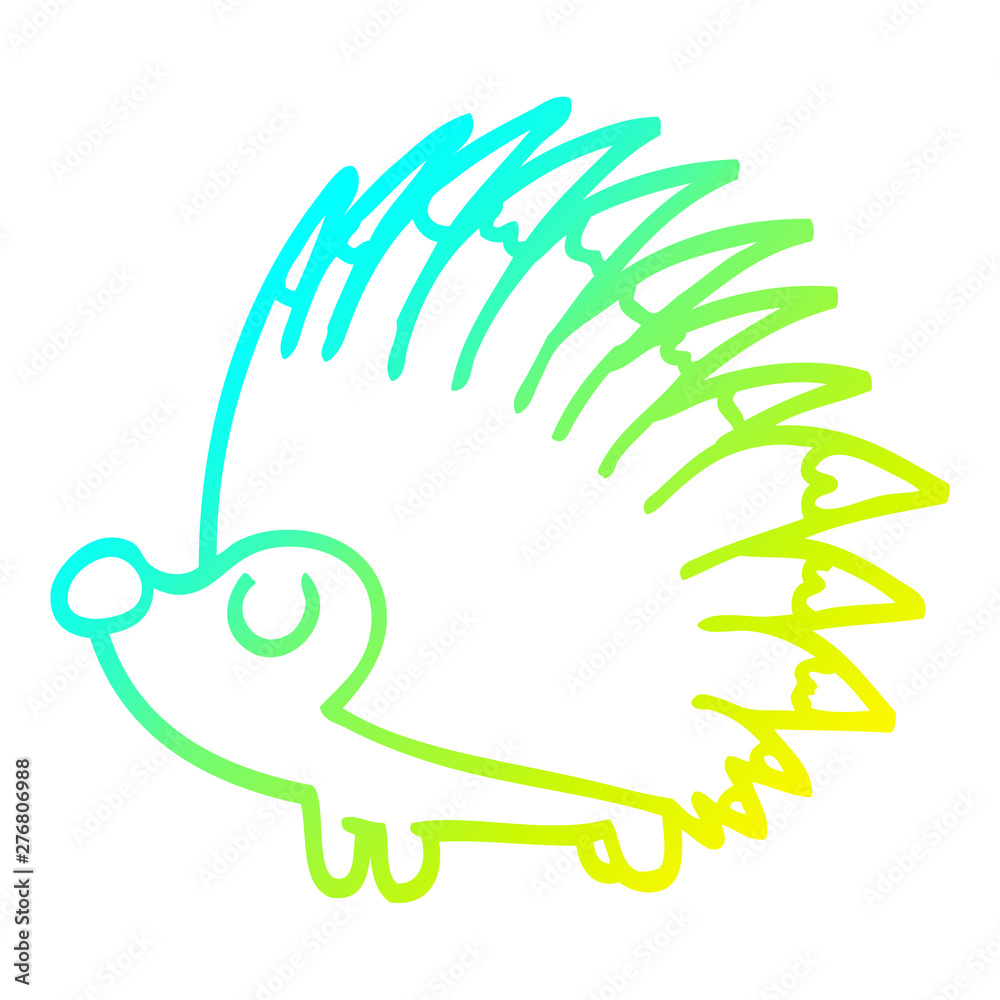 Naklejka premium cold gradient line drawing cartoon spiky hedgehog