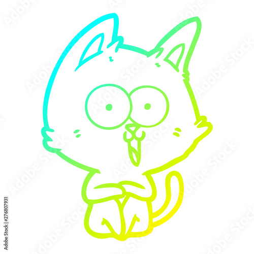 cold gradient line drawing funny cartoon cat