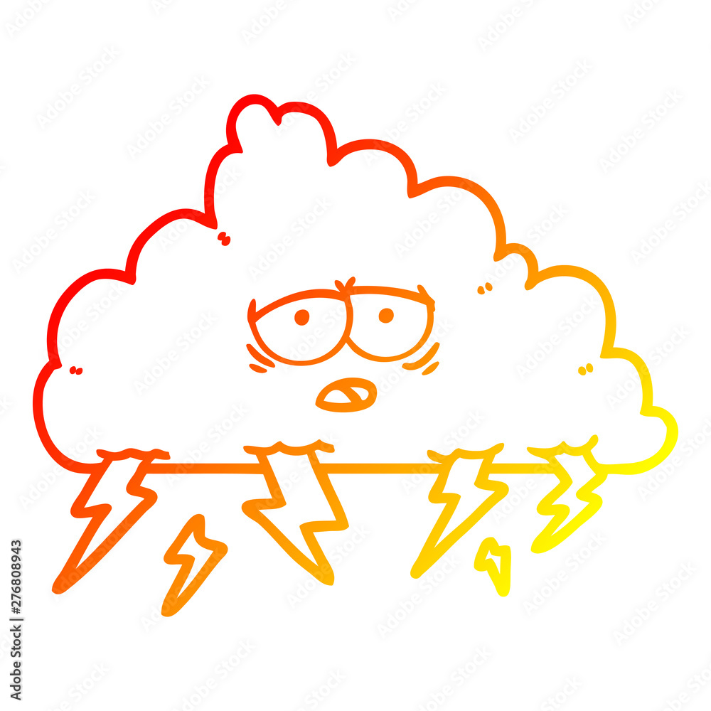 warm gradient line drawing cartoon storm cloud warm gradient line drawing cartoon storm cloud