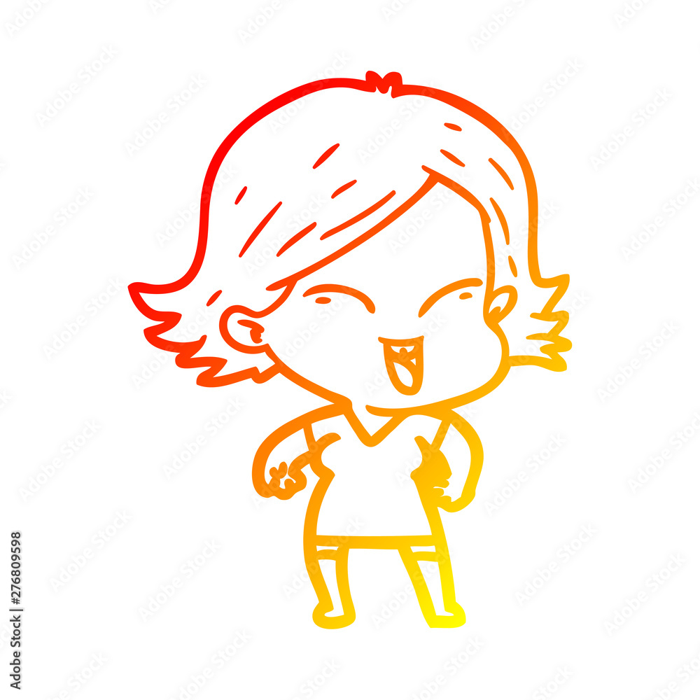 warm gradient line drawing happy cartoon girl warm gradient line drawing happy cartoon girl
