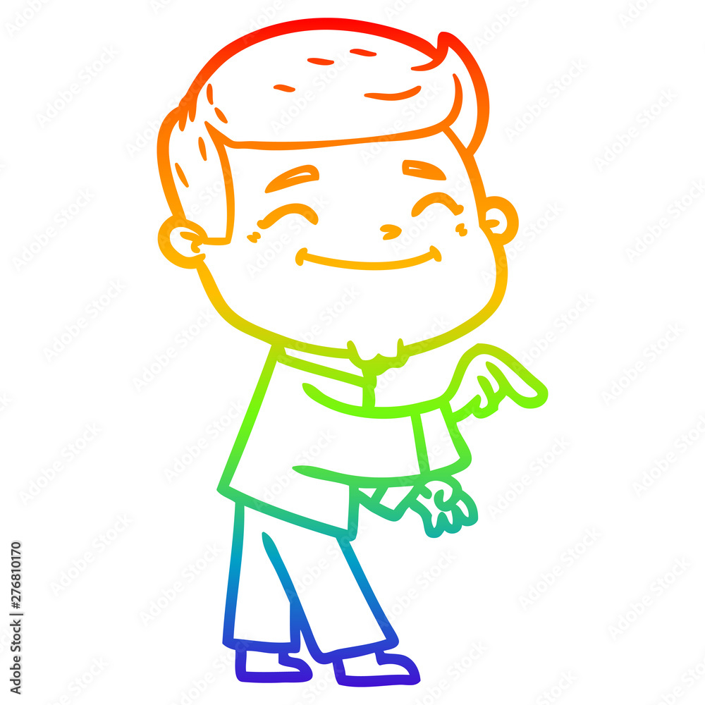 rainbow gradient line drawing happy cartoon man rainbow gradient line drawing happy cartoon man