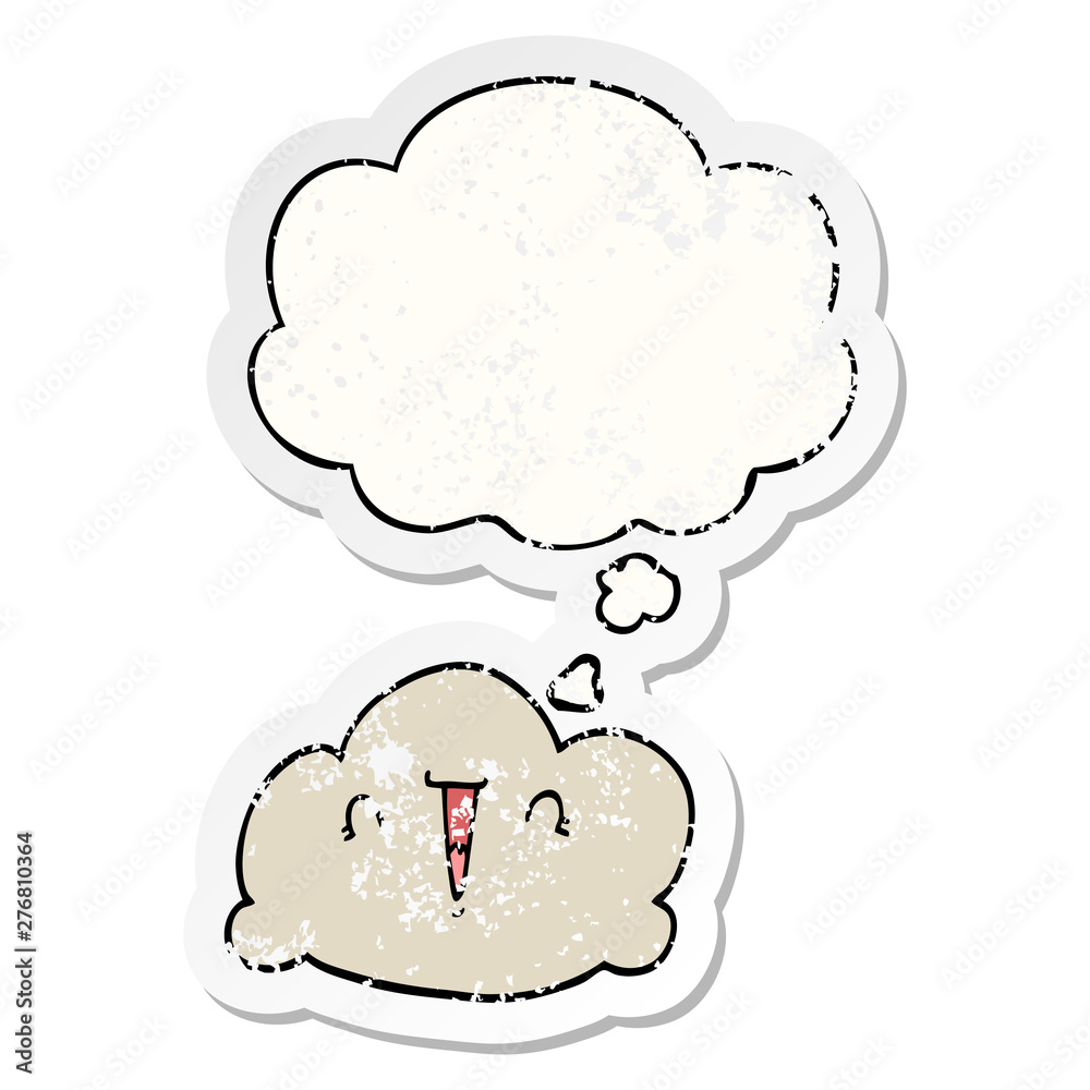 cartoon cloud and thought bubble as a distressed worn sticker cartoon cloud and thought bubble as a distressed worn sticker
