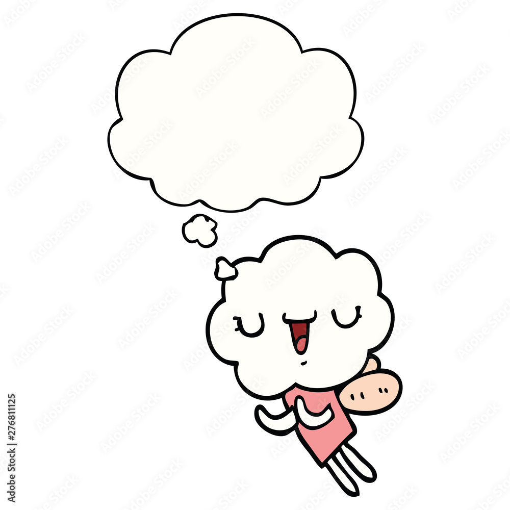 cute cartoon cloud head creature and thought bubble cute cartoon cloud head creature and thought bubble