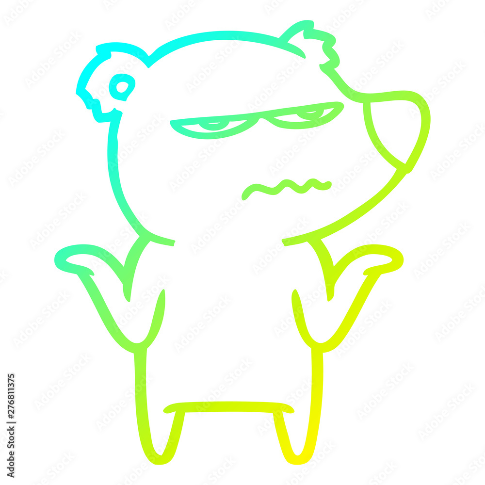 Obraz premium cold gradient line drawing annoyed bear cartoon