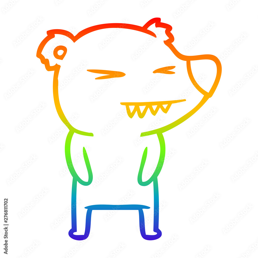 rainbow gradient line drawing angry polar bear cartoon rainbow gradient line drawing angry polar bear cartoon