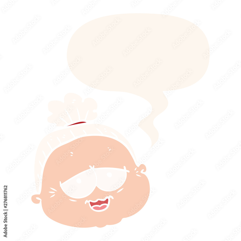 cartoon old lady and speech bubble in retro style cartoon old lady and speech bubble in retro style
