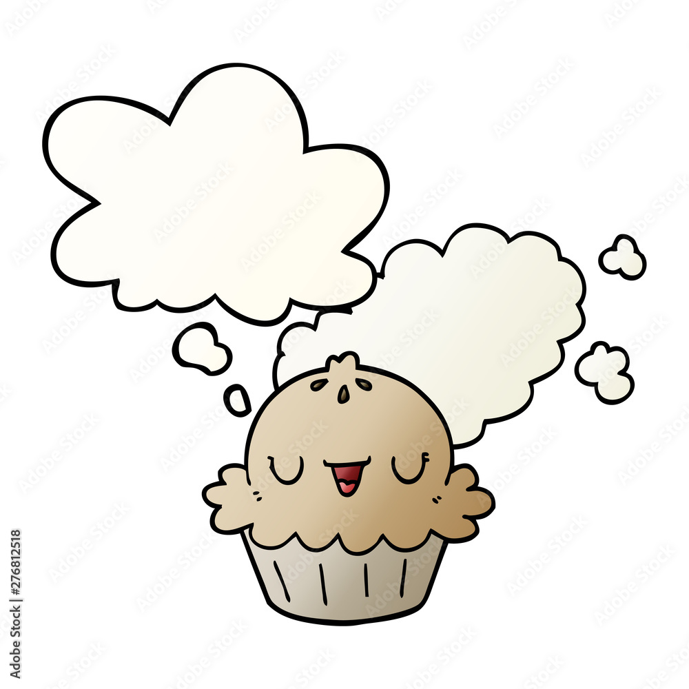 cute cartoon pie and thought bubble in smooth gradient style cute cartoon pie and thought bubble in smooth gradient style