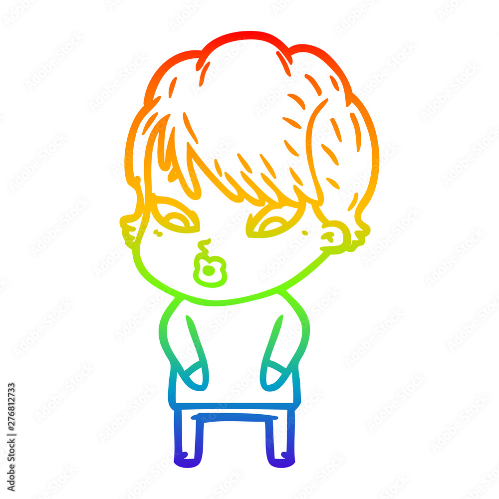 rainbow gradient line drawing cartoon woman rainbow gradient line drawing cartoon woman
