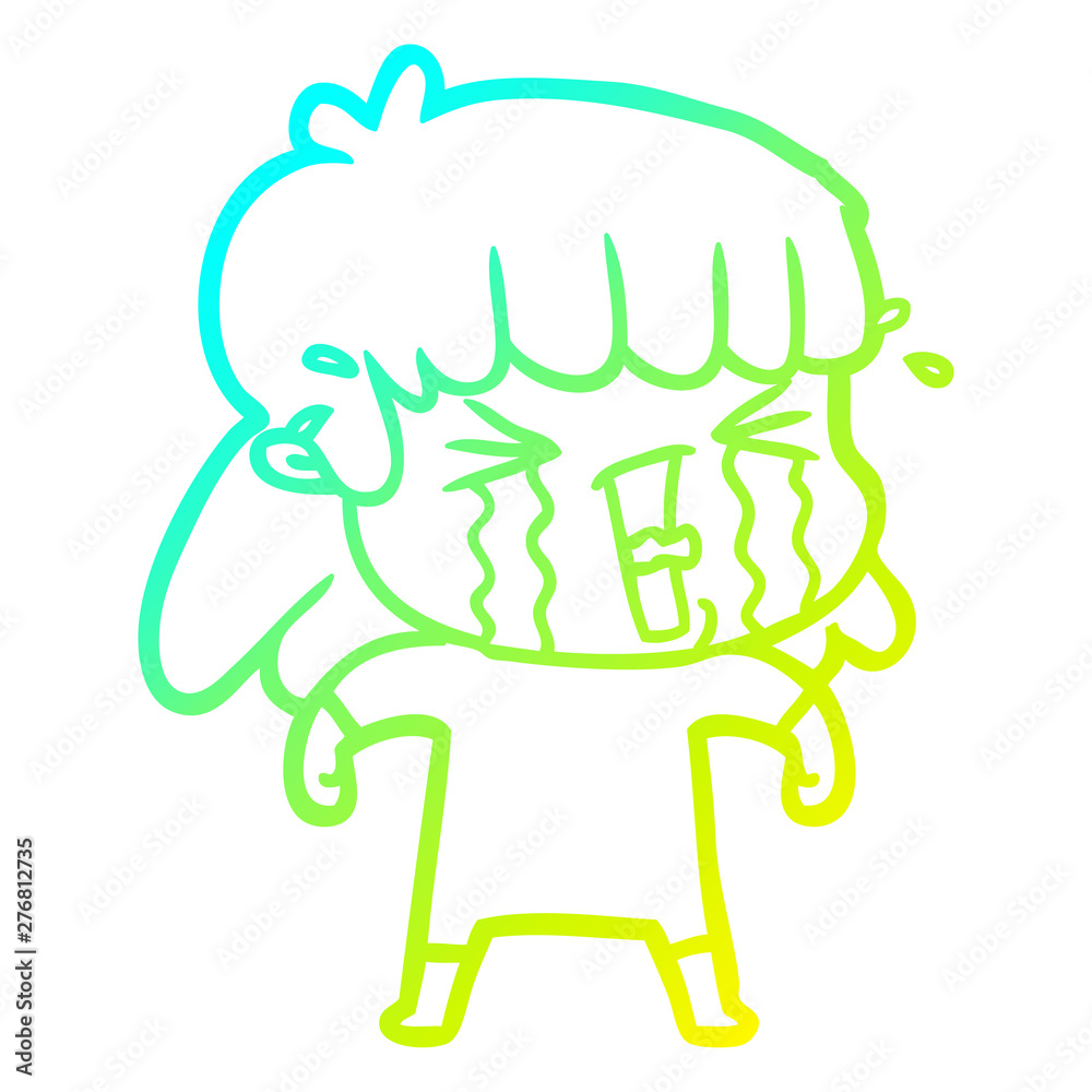 cold gradient line drawing cartoon woman in tears cold gradient line drawing cartoon woman in tears