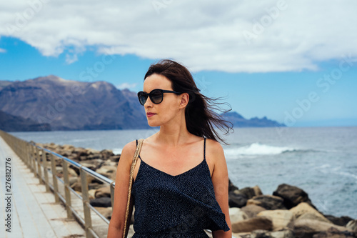 Young woman enjoying her time off on hot summer holidays, Gran Canaria, Spain. 