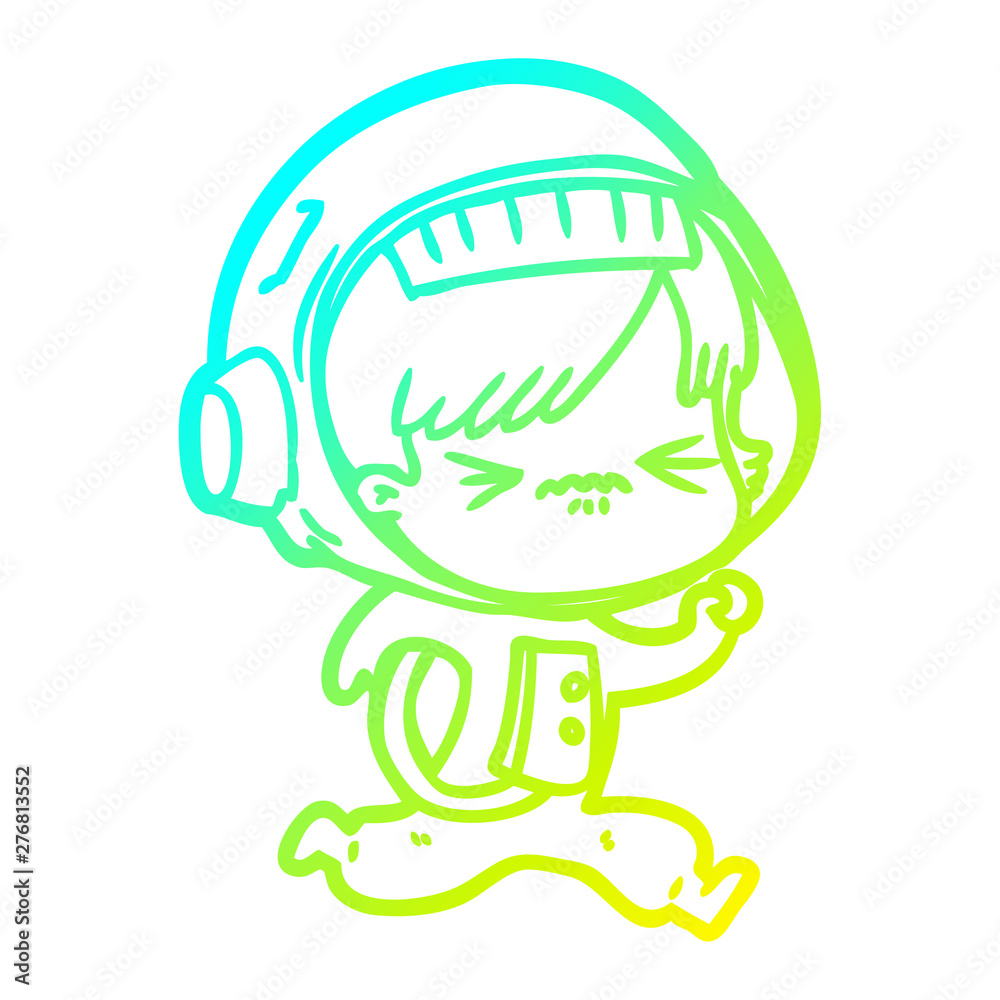 cold gradient line drawing cartoon astronaut woman cold gradient line drawing cartoon astronaut woman