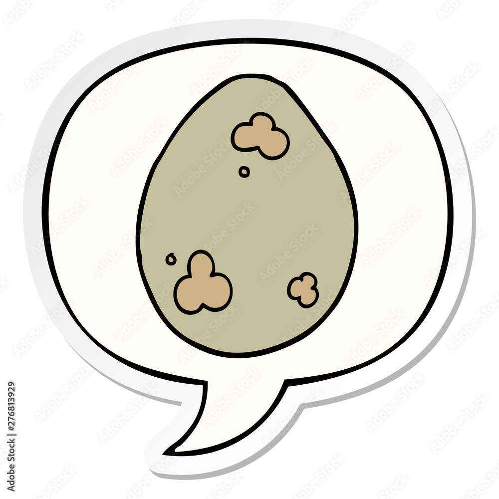 Fototapeta premium cartoon egg and speech bubble sticker