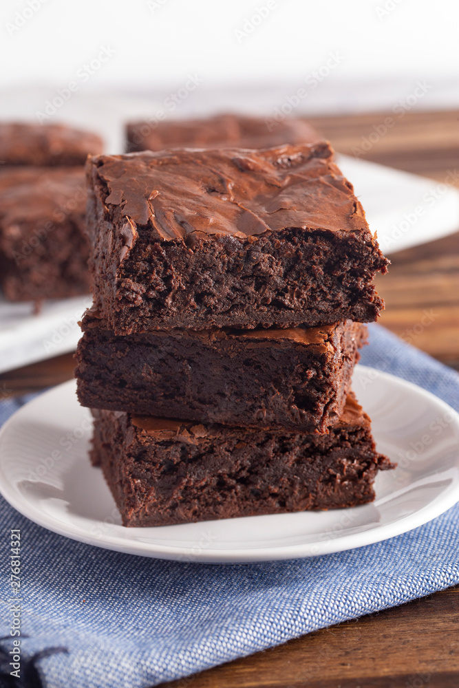 A Stack of Homemade Double Chocolate Brownies A Stack of Homemade Double Chocolate Brownies