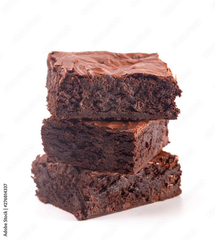 Double Chocolate Brownies Isolated on a White Background Double Chocolate Brownies Isolated on a White Background