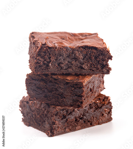Double Chocolate Brownies Isolated on a White Background