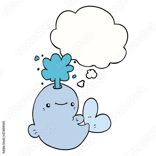 cartoon whale spouting water and thought bubble