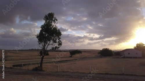Aerial view of a small village in the middle of the Australian outback. This secluded settlement is located near the pinnacles