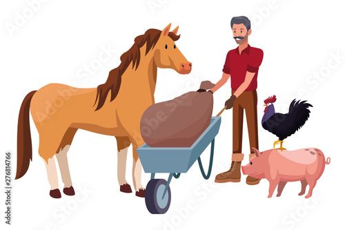 farm, animals and farmer cartoon