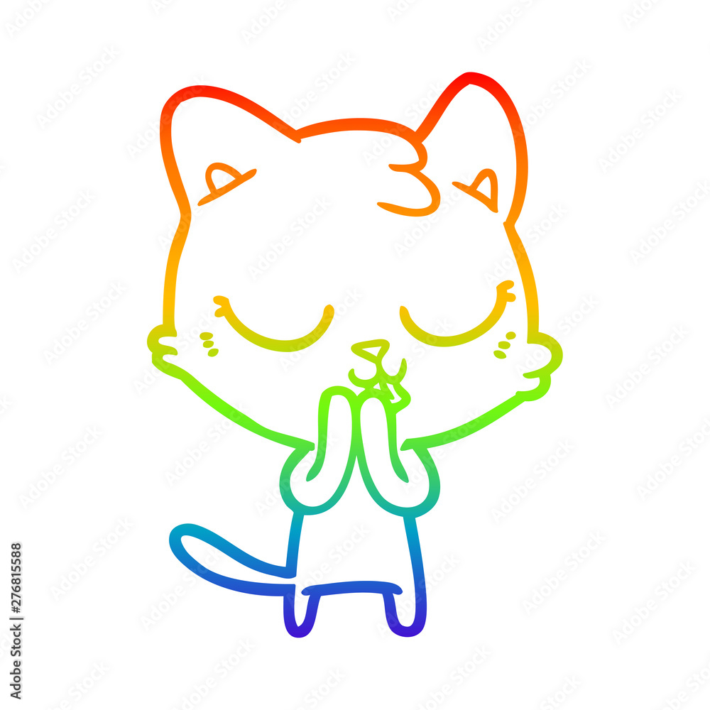rainbow gradient line drawing cartoon cat rainbow gradient line drawing cartoon cat