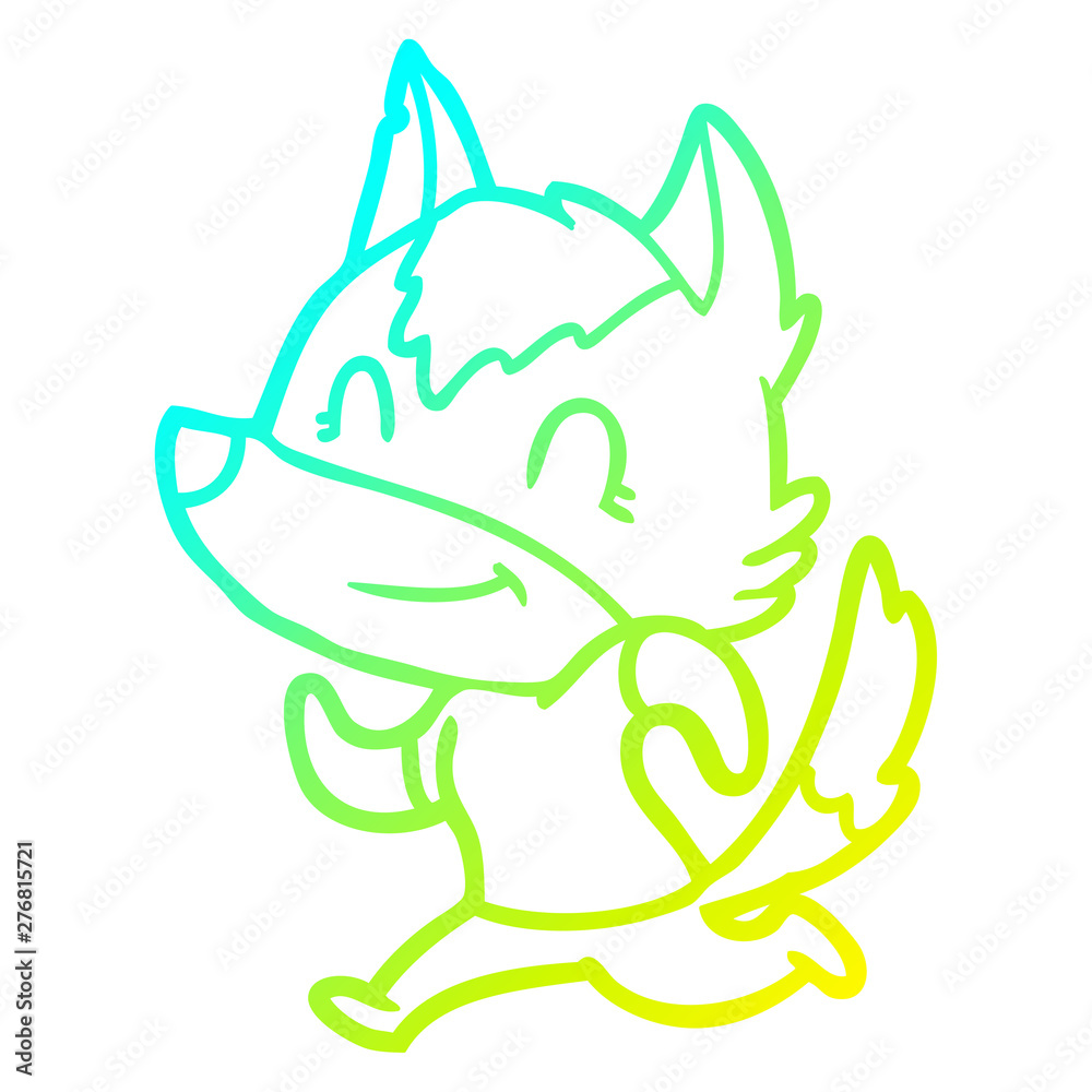 cold gradient line drawing friendly cartoon wolf cold gradient line drawing friendly cartoon wolf