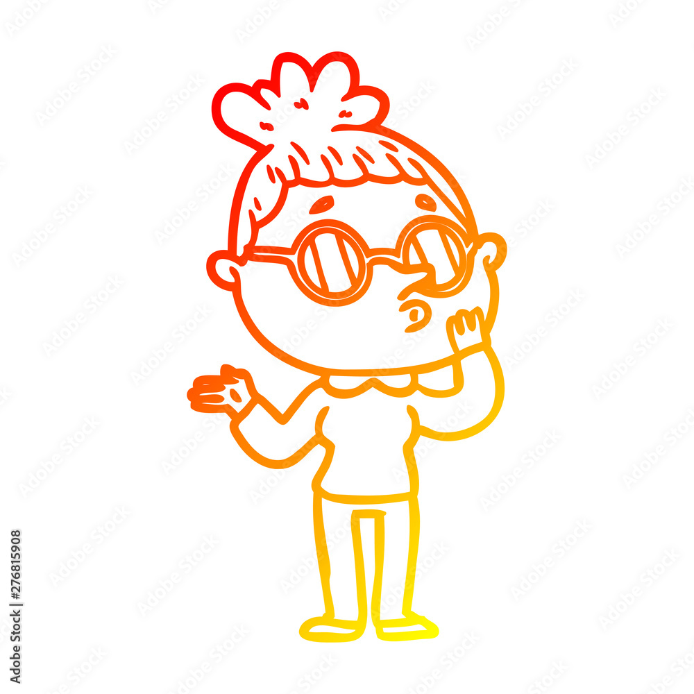 warm gradient line drawing cartoon woman wearing sunglasses warm gradient line drawing cartoon woman wearing sunglasses