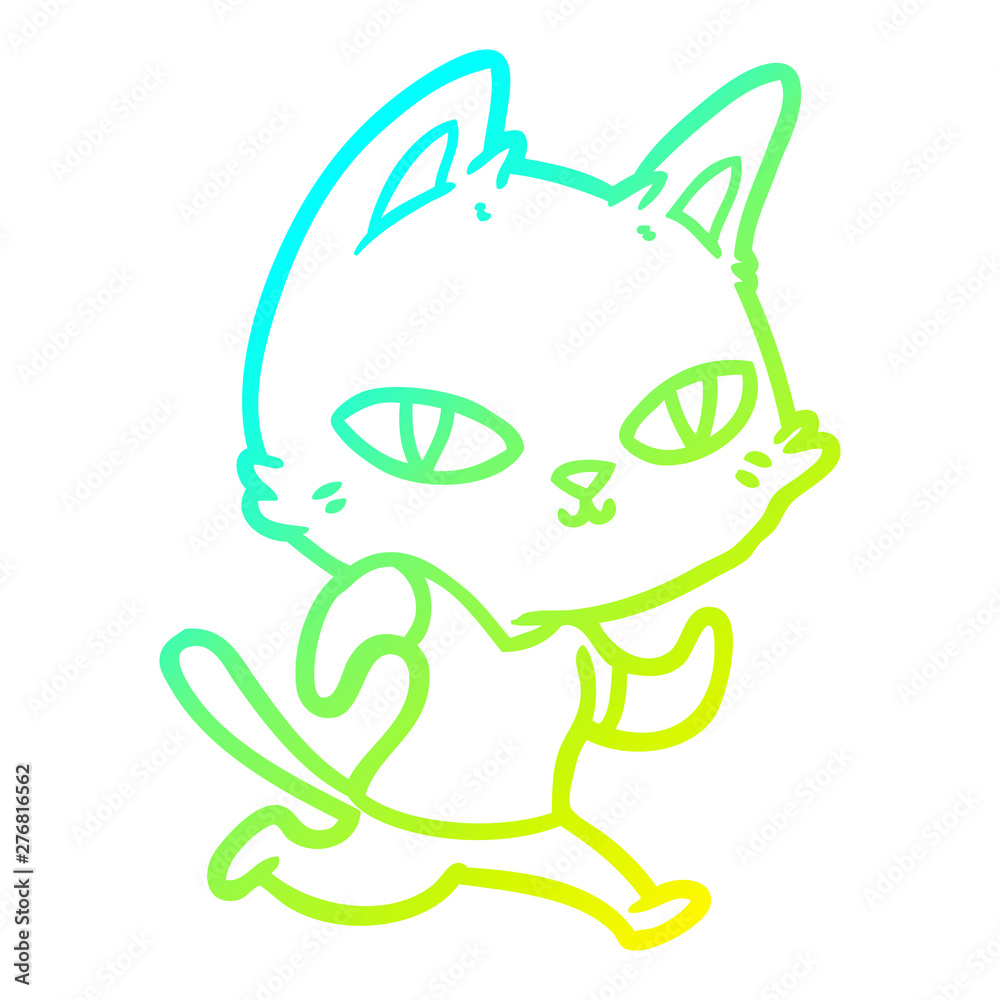 cold gradient line drawing cartoon cat running cold gradient line drawing cartoon cat running