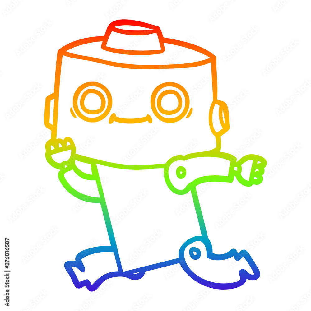 rainbow gradient line drawing cartoon robot rainbow gradient line drawing cartoon robot