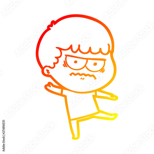 warm gradient line drawing cartoon annoyed man