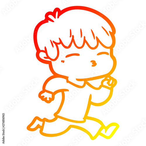 warm gradient line drawing cartoon curious boy