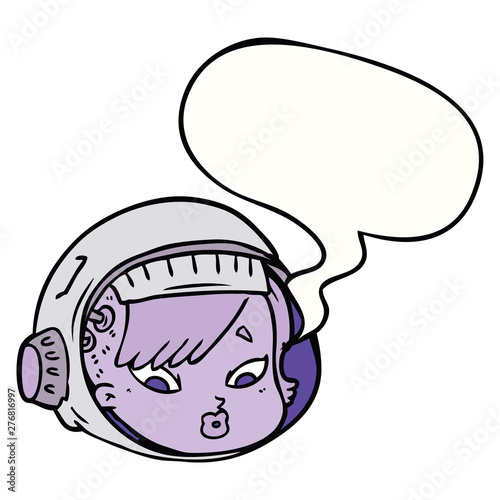 cartoon astronaut face and speech bubble